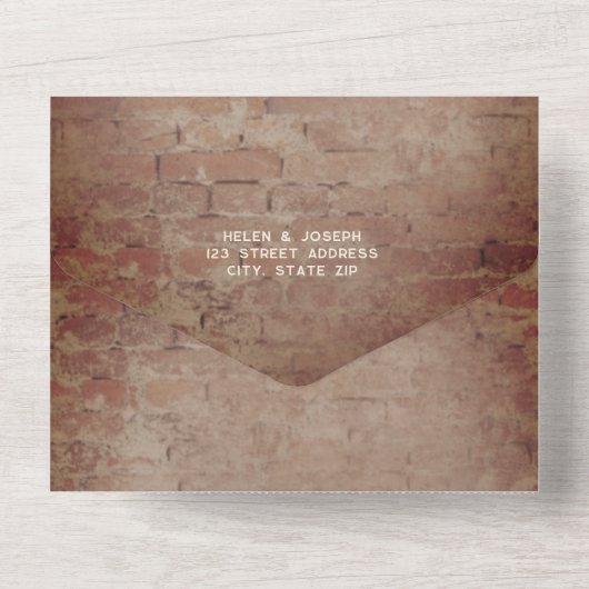 Rustic Brick  blikgloeilampen RSVP QR All In One Uitnodiging (Achterkant)