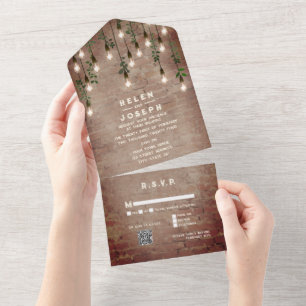 Rustic Brick blikgloeilampen RSVP QR All In One Uitnodiging