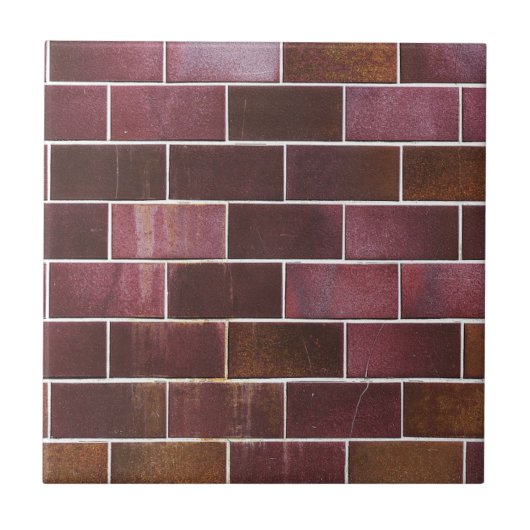 Rustic Brick Red Tile Textielpatroon Tegeltje (Voorkant)