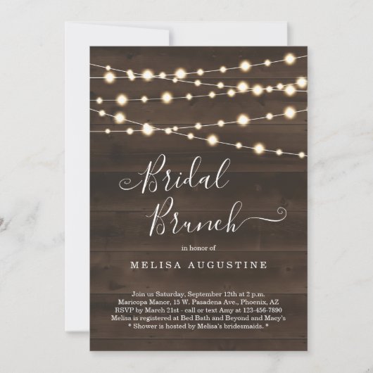 Rustic Bridal Brunch Uitnodiging (Voorkant)