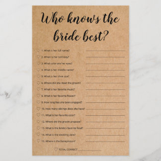 Rustic Bridal Game - die de beste bride kent