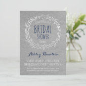 Rustic Bridal Shower-uitnodiging in Gray en Navy Kaart (Staand voorkant)