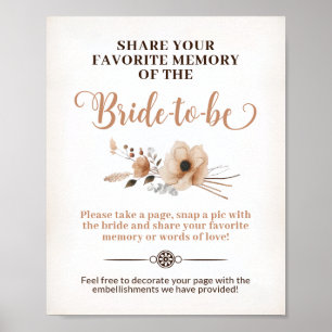 Rustic Bride wordt Memory Game Sign Poster