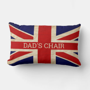 RUSTIC BRITISH Flag DAD'S VOORZITTER Lumbar Pillow Kussen