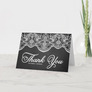 Rustic Brocade Lace Mariage Carte de remerciements