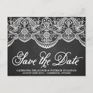 Rustic Brocade Lace Save the Date Briefkaart