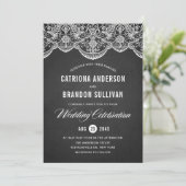 Rustic Brocade Lace Wedding Invitation Kaart (Staand voorkant)