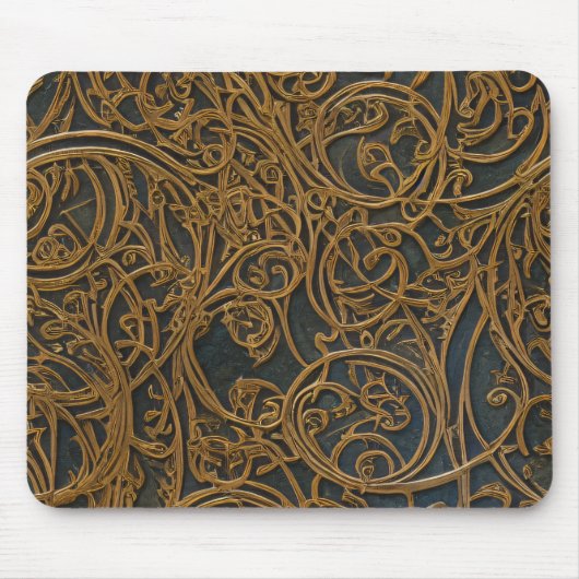 Rustic Bronze Floral Damask Muismat (Voorkant)