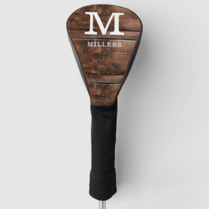 Rustic Brown Barnwood Family Monogram Golfheadcover