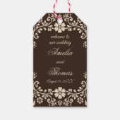Rustic Brown Beige Floral Wedding  Cadeaulabel (Voorkant)