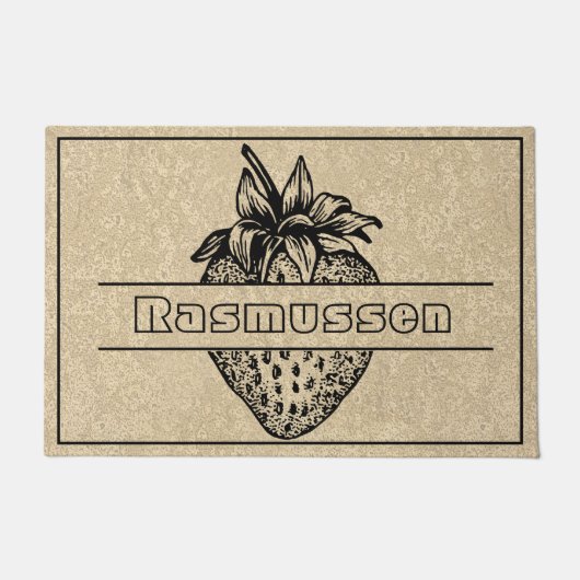 Rustic Brown Black Strawberry Aangepaste naam Welk Deurmat (Voorkant)