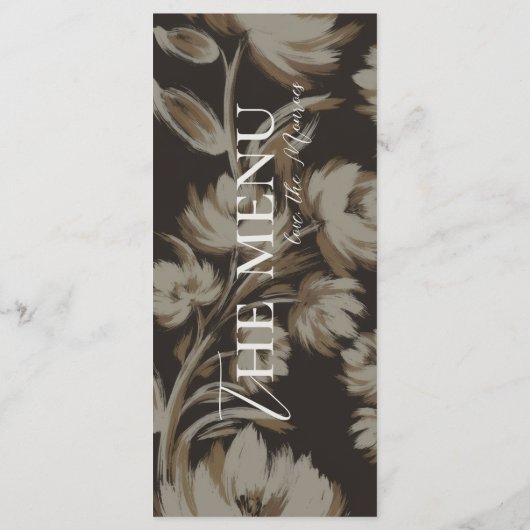 Rustic Brown Botanical Pattern Wedding Menu (Achterkant)