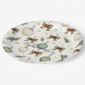 Rustic Brown Bows Cream Green Christmas Papieren Bordje (Gekanteld)