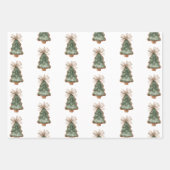 Rustic Brown Bows Cream Green Christmas Trees Deer Inpakpapier Vel (Voorkant 2)