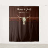 Rustic Brown Bull Skull Country Western Weddenscha Wandkleed (Voorkant)