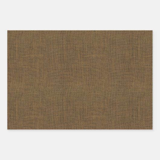 Rustic Brown Burlap Faux Texture Inpakpapier Vel (Voorkant 2)