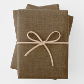 Rustic Brown Burlap Faux Texture Inpakpapier Vel (In situ)