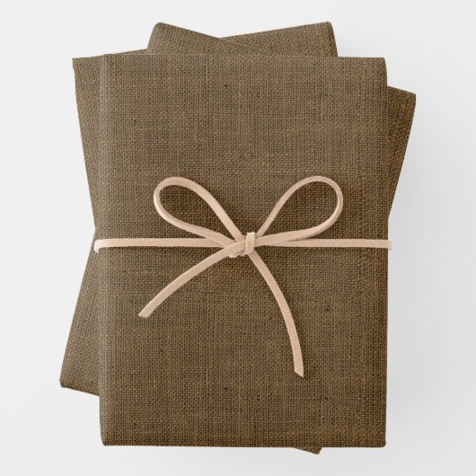 Rustic Brown Burlap Faux Texture Inpakpapier Vel (In situ)