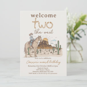 Rustic Brown Cowboy Welkom Twee West 2e Verjaardag Kaart