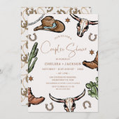 Rustic Brown Cowboy Western Paar Douche Bruid Kaart (Voorkant / Achterkant)