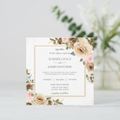 Rustic Brown Cream Blush Floral Greenery Invitatio Kaart (Staand voorkant)