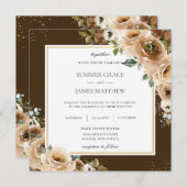 Rustic Brown Cream Floral Greenery valt binnen Kaart (Voorkant / Achterkant)