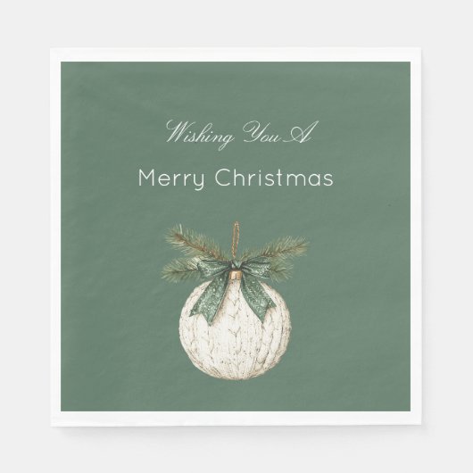 Rustic Brown Cream Green Ornament Christmas Servet (Voorkant)
