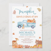 Rustic Brown Fall Pumpkin Truck 1st Birthday Kaart (Voorkant)
