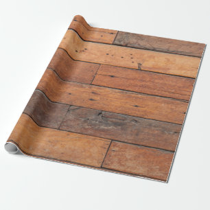 Rustic Brown Faux Wood Planks Pattern Cadeaupapier