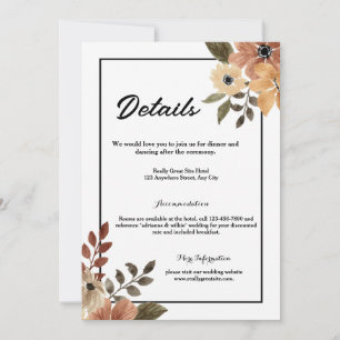 Rustic Brown Floral Détails Mariage Carte de boîti