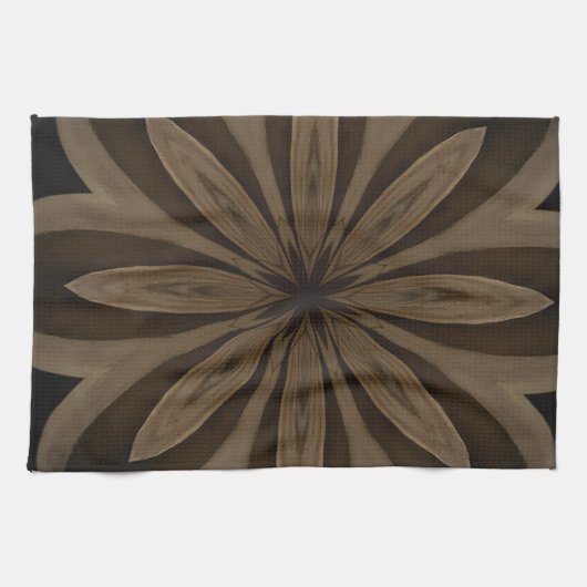 Rustic Brown Floral Kaleidoscope Design Theedoek (Horizontaal)