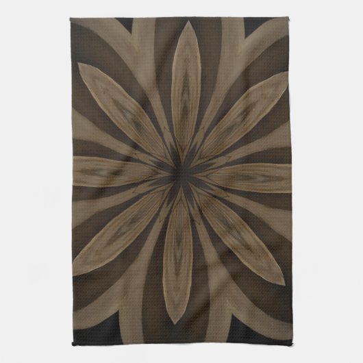 Rustic Brown Floral Kaleidoscope Design Theedoek (Verticaal)