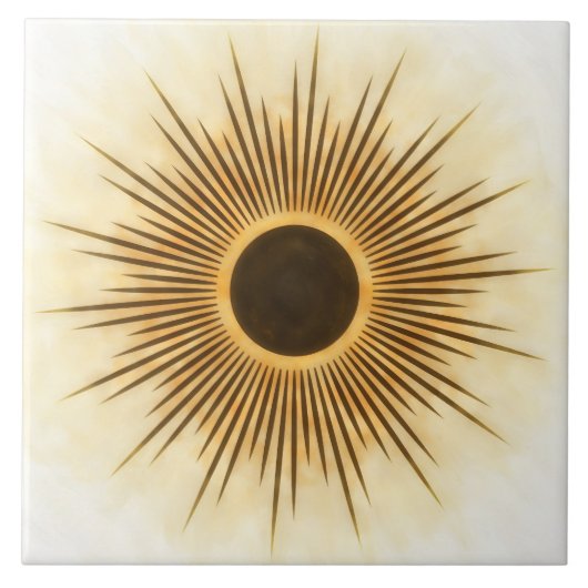 Rustic Brown Gold Sunburst Art Tile Tegeltje (Voorkant)