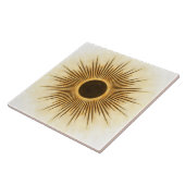 Rustic Brown Gold Sunburst Art Tile Tegeltje (Zijkant)