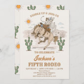 Rustic Brown Green Bronco Cowboy Rodeo Birthday Kaart (Voorkant / Achterkant)