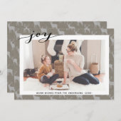 Rustic Brown Grey Burlap Elegant Script Minimalist Feestdagenkaart (Voorkant / Achterkant)