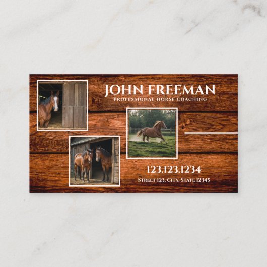 Rustic Brown Horses Foto's Paardensport Visitekaartje (Voorkant)