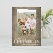 Rustic Brown kerstfoto Kaart feestdag (Staand voorkant)