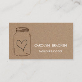 Rustic Brown Kraft Paper Heart Illustratie Visitekaartje