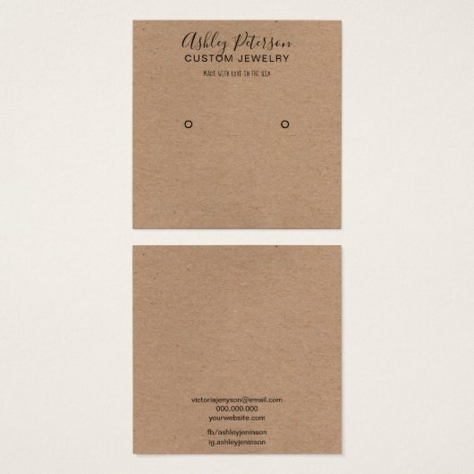 Rustic brown kraft stud earring display (Devant & derrière)