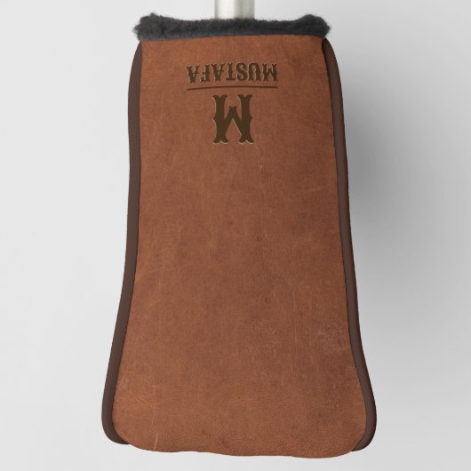 Rustic Brown Leather Texture Monogram Golfheadcover (Draai 90)