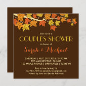 Rustic Brown Maple Leaves Fall Wedding Invitation Kaart (Voorkant / Achterkant)