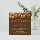 Rustic Brown Maple Leaves Fall Wedding Invitation Kaart (Staand voorkant)