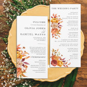 Rustic Brown Orange Programme de Mariage de automn
