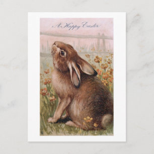 Rustic Brown Paashes Bunny & Wildbloemen Briefkaart