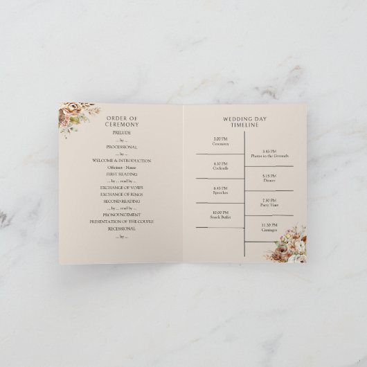 Rustic Brown Pays Programme de mariage floral (Intérieur)