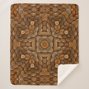 Rustic Brown Scale Fractal Kaleidoscope Sherpa Deken