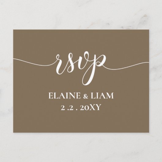 Rustic Brown Simple Calligraphy Modern RSVP Uitnodiging Briefkaart (Voorkant)