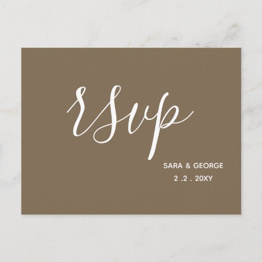 Rustic Brown Simple Calligraphy Modern RSVP Uitnodiging Briefkaart (Voorkant)