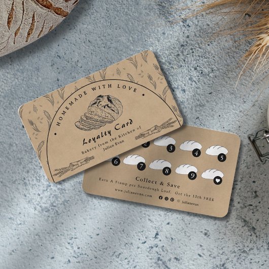 Rustic Brown Sourdough Bakery Loyalty Card Visitekaartje